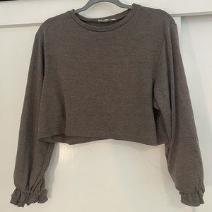 Grey/Brown Cropped Sweater Size Small